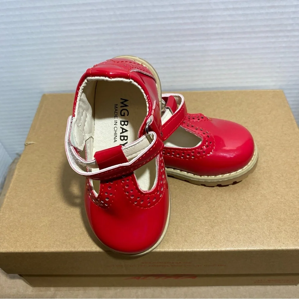 MG red baby girl shoes red size  USA 6 - Picture 5 of 7